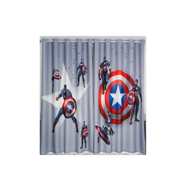 cartoon iron man captain america blackout curtains for kids room