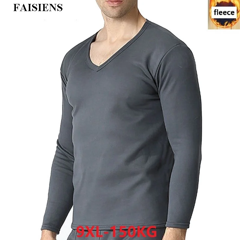 FAISIENS Winter Men Fleece Warm Thermal Underwear Tops Long Sleeve