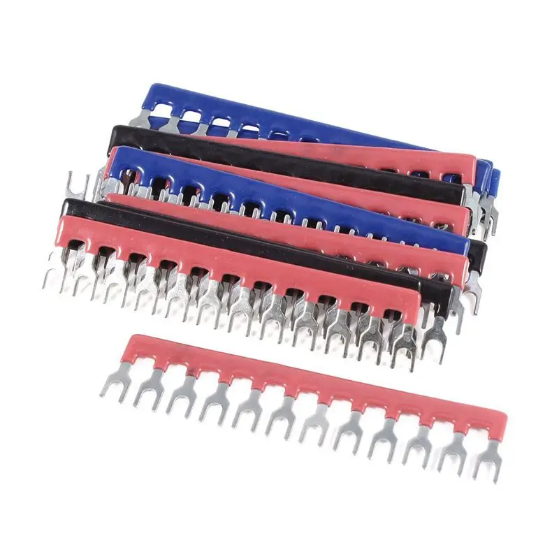 

15 Pcs 400V 10A Fork Shape 12 Positions Barrier Terminal Block Strip