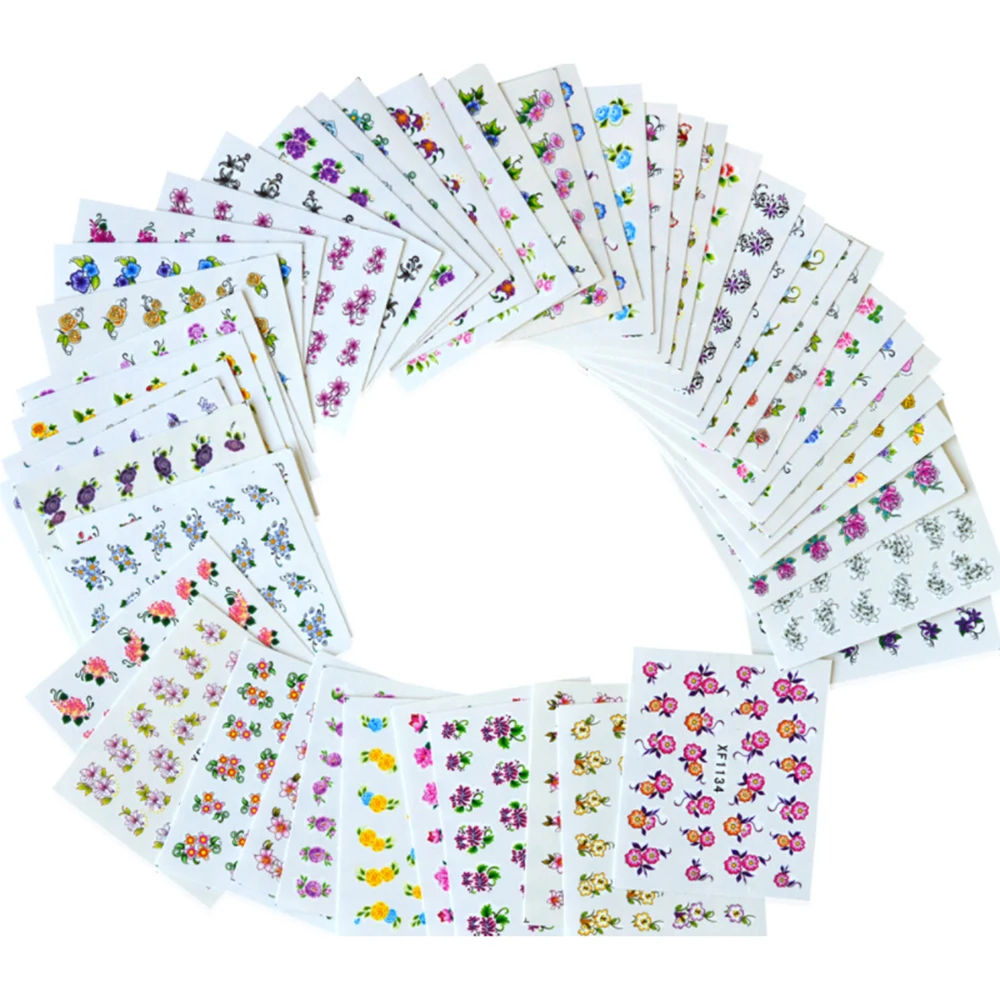 Новогодний подарок 50 шт./компл. Модные Цветочные наклейки для ногтей с узорами дизайн ногтей перевод рисунка наклейки DIY маникюрные украшения