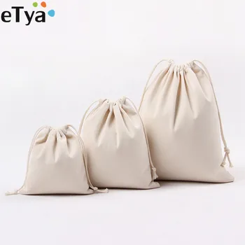 

eTya Women Canvas Drawstring Shopping Bags Foldable Eco Tote Cotton Grocery Bag Travel Cosmetic Cloth Shoes Storage Gift Pouch