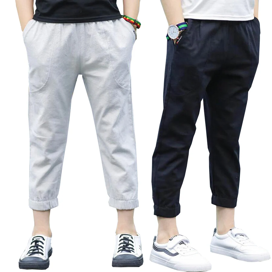 

Boys trousers kids long summer cool ankle-length trousers boys casual pants boys outwear 4-16Y children teenage sport pants
