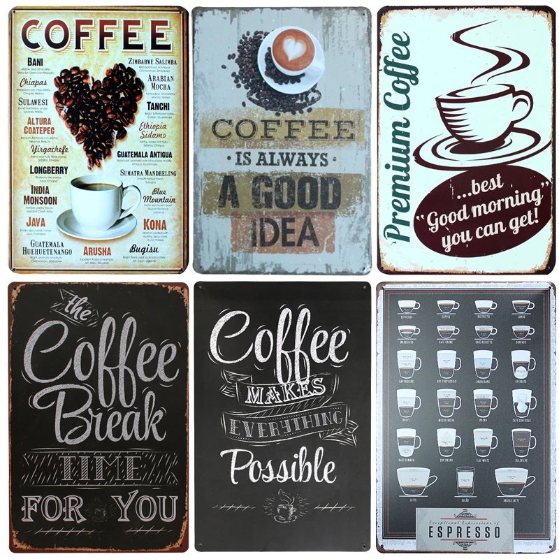 2x Vintage Métal Tin Signe Plaque Mur Art Affiche Café Bar Pub Maison Mur