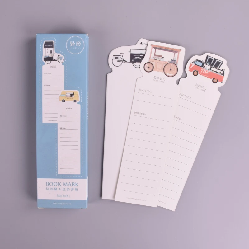 

30 pcs/box Heteromorphism Food Truck paper bookmark stationery bookmarks book holder message card school supplies papelaria