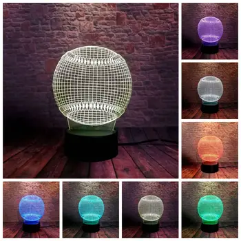 

Baseball Glove Spoort Model 3D Illusion LED NightLight 7 Colourful Change Light Mittens Figure Table Decor Toys