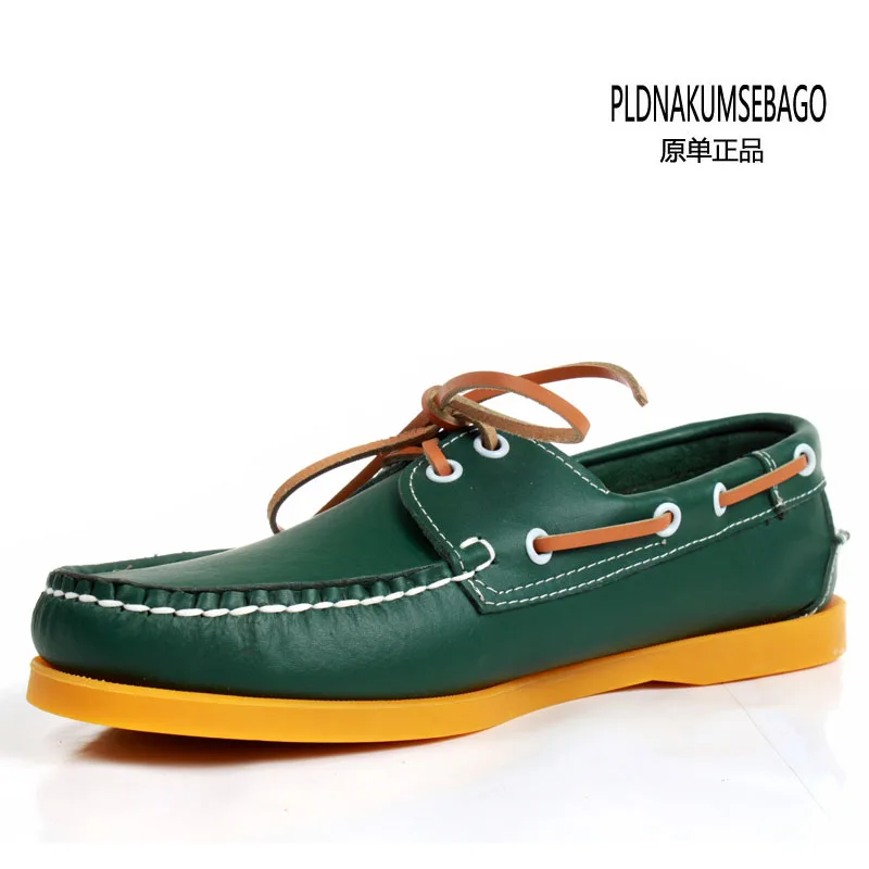 

2017 Handmade Genuine Leather Original Brand Platform Mens Four-Eye Boat Shoe  Non Slip Shoes