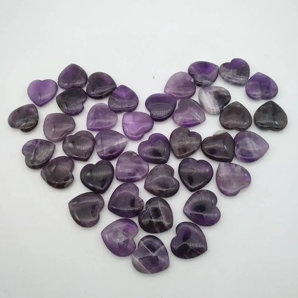

5pcs AMETHYST Crystal Heart Stone - One Mini or Size Amethyst Heart