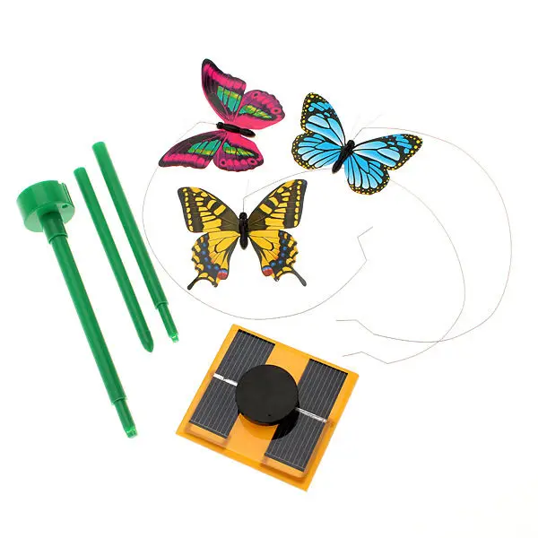 На солнечных батареях 3 шт. Танцующая Летающая бабочка с палкой для украшения сада во дворе