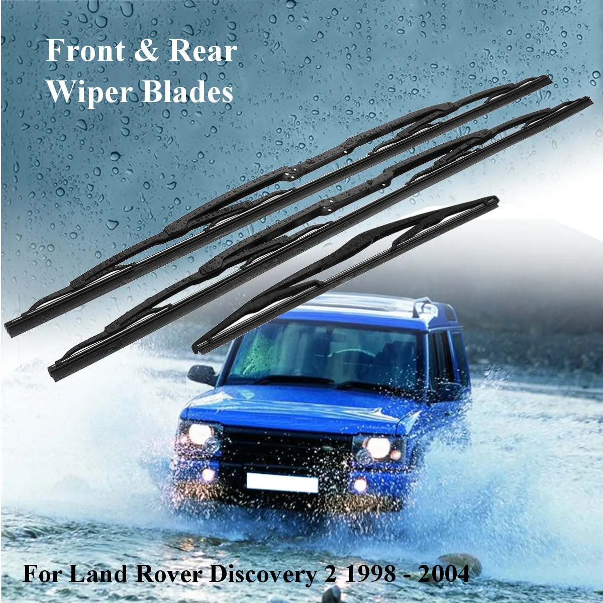 3Pcs Car Front Rear Windscreen Wiper Blade 2 Front + 1 Rear for Land Rover Discovery 2 1998-2004 3Pcs Car Front Rear Windscreen Wiper Blade 2 Front + 1 Rear for Land Rover Discovery 2 1998-2004