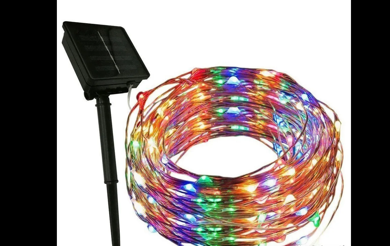 multicolor Открытый солнечной энергии 33Ft 100 светодиодный 10 М медный провод Светильник Фея рождественские Вечерние - Цвет: multicolor