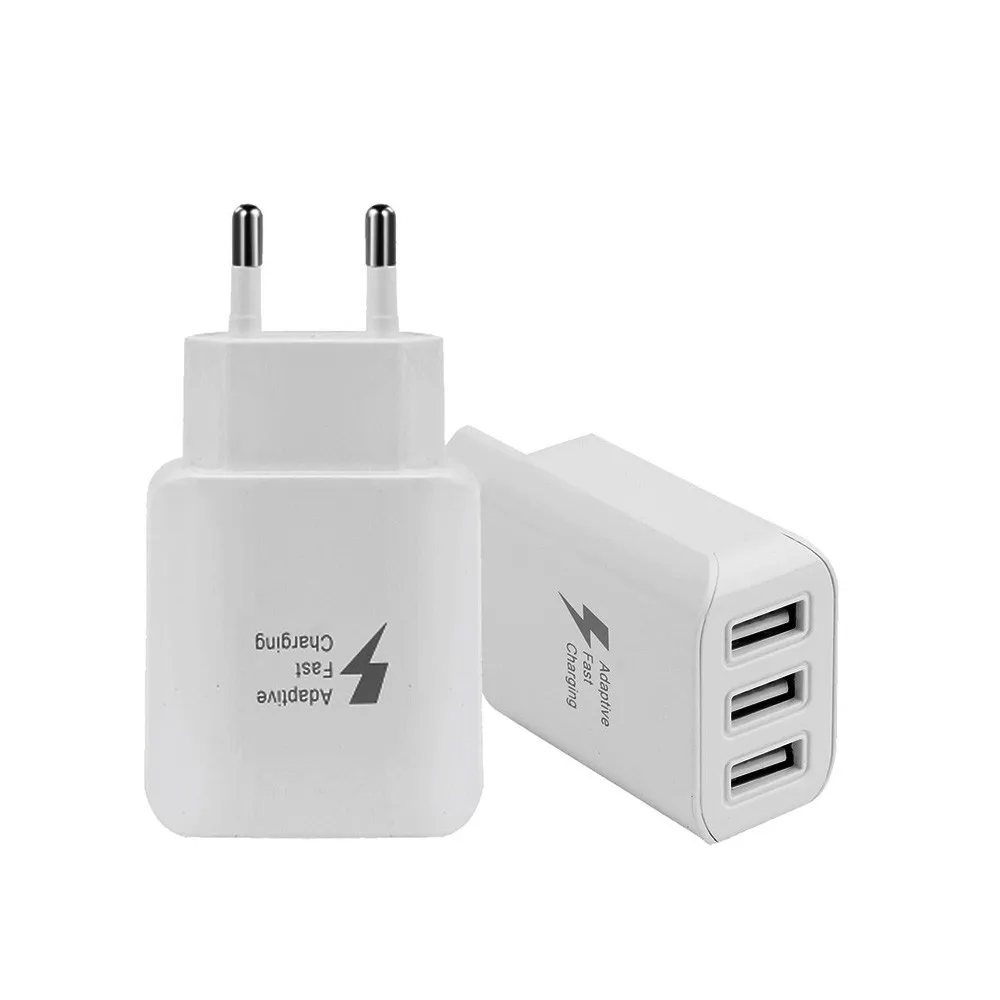 Настенное зарядное устройство адаптер 3 порта Быстрая зарядка Micro USB быстрая