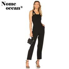 Выдалбливают повязку ремень женские комбинезоны летние с боковыми карманами OL брюки с вырезами Женские брюки длинные Комбинезоны черные M17050217
