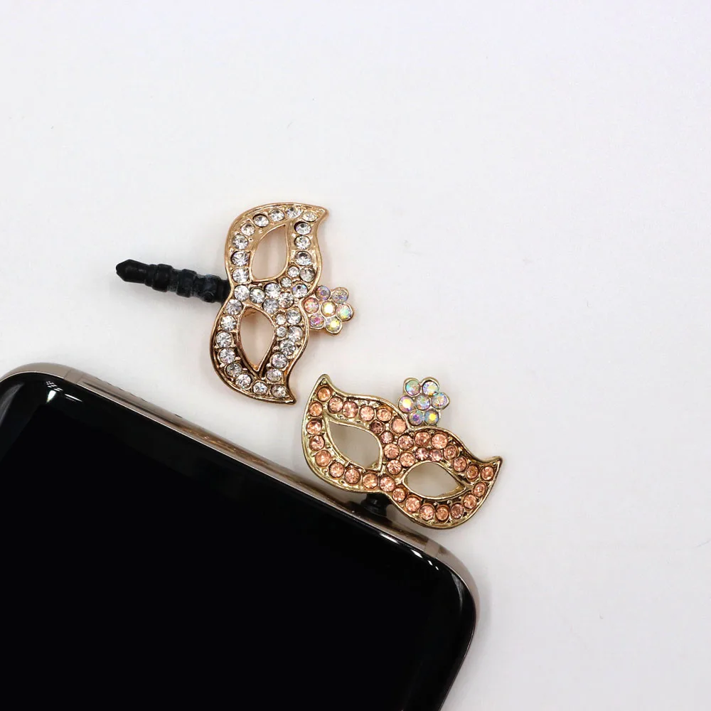 

Rhinestone Mask Headphones Dust Plug Cell Phone Accessories For Iphone For Samsung And All Normal 3.5mm Earphone Jack Plug