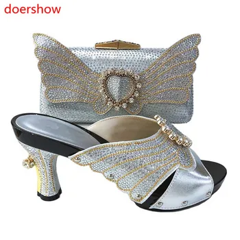 

doershow New Arrival African Shoes And Bag Set Italy High Heels Italian Design Shoes With Matching Bag For party !JU1-31
