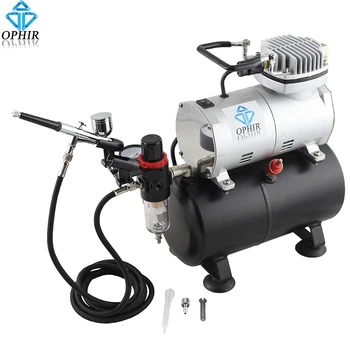 

OPHIR Temporary Tattoo Tool Dual-Action Airbrush Kit with Air Tank Compressor for Model Hobby Cake Paint Nail Art _AC090+AC004