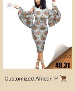 Africa Style Bazin Riche Dresses for Women Two Pieces Set Women Long Sleeve Tops and Long African Print Skirt Plus Size WY2454