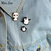 3pcs/set Cartoon animal Pin Panda Mama and baby penguin Brooch Button Pins Denim Jacket Pin Badge Childlike Gift Jewelry for Kid