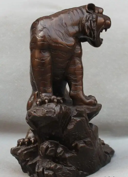 

S0870 Lucky China Chinese Fengshui Bronze Up The Mountains Year Zodiac Tiger Statue
