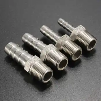 

1/4'' Male Thread Pipe Tube Fitting x Barb Hose Tail Connector Stainless Steel NPT Household Tools