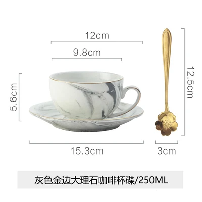 Европейская мраморная керамика чашка и блюдце набор кофейная кружка эспрессо латте набор посуды цветок чашка английский день красный чай набор - Цвет: 01 Style