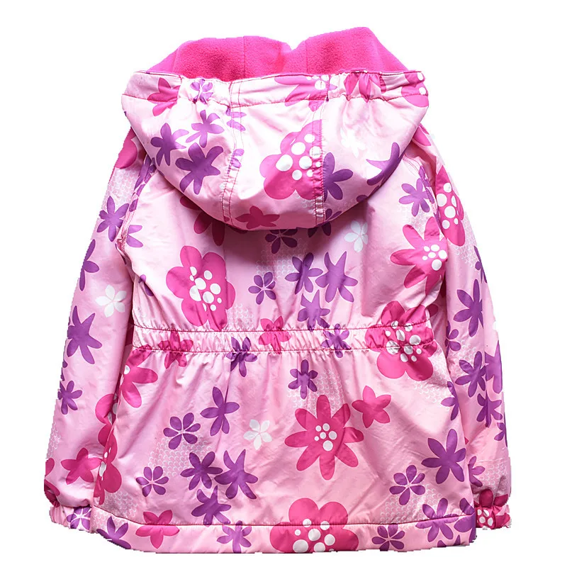 

European and American girls coat love plus velvet windbreaker waist hooded jacket waterproof children's jacket girls coat