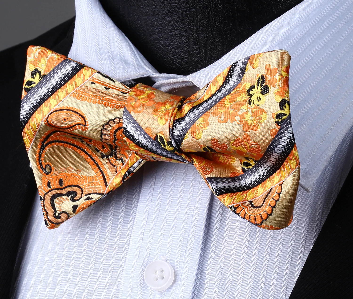 Handmade Unisex Pocket Square Cotton Handkerchief Orange Retro Floral Wedding P