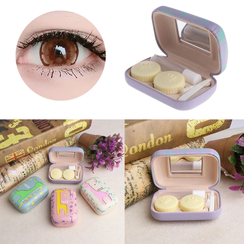

Cartoon PU Contact Lens Case Box Holder Storage Container Portable Accessaries