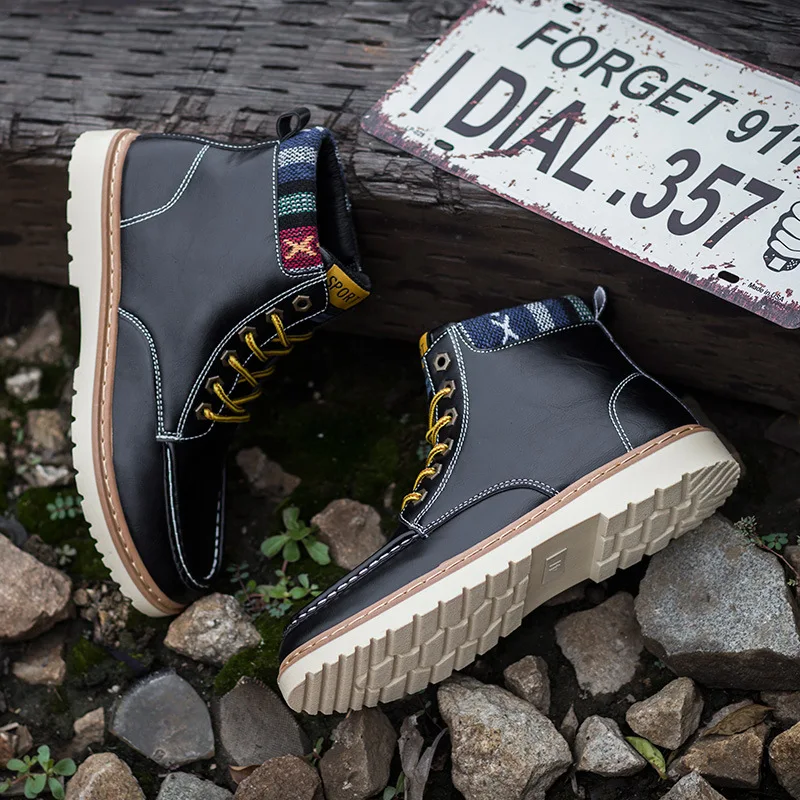 2018 Genuine Leather Men Boots Spring Autumn Winter Man Casual Shoes Fashion Lace-up Ankle Boot Men's Snow Shoe Work Vintage  (5)
