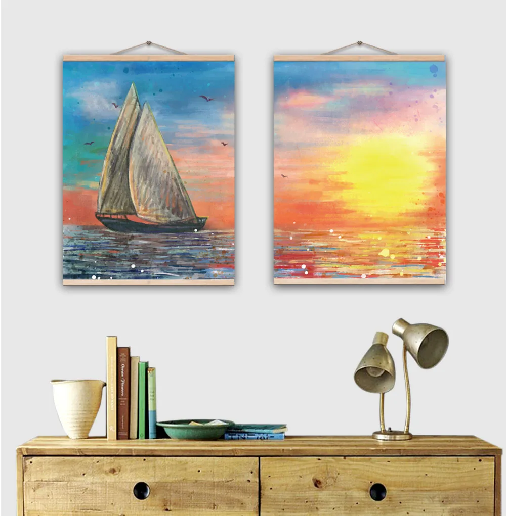 ALMUDENA-No-Frame-Retro-Oil-Canvas-Picture-Sailing-Boat-Sunset-Seascape-Painting-for-Living-Room-Home (1)