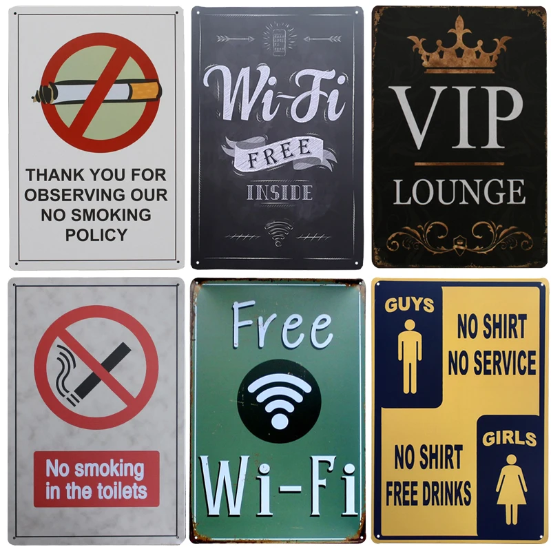 

Hot WIFI Free Band Chic Home Bar Vintage Metal Signs Home Decor Vintage Tin Signs Pub Vintage Decorative Plates Metal Wall Art