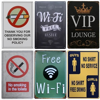 

Hot WIFI Free Band Chic Home Bar Vintage Metal Signs Home Decor Vintage Tin Signs Pub Vintage Decorative Plates Metal Wall Art