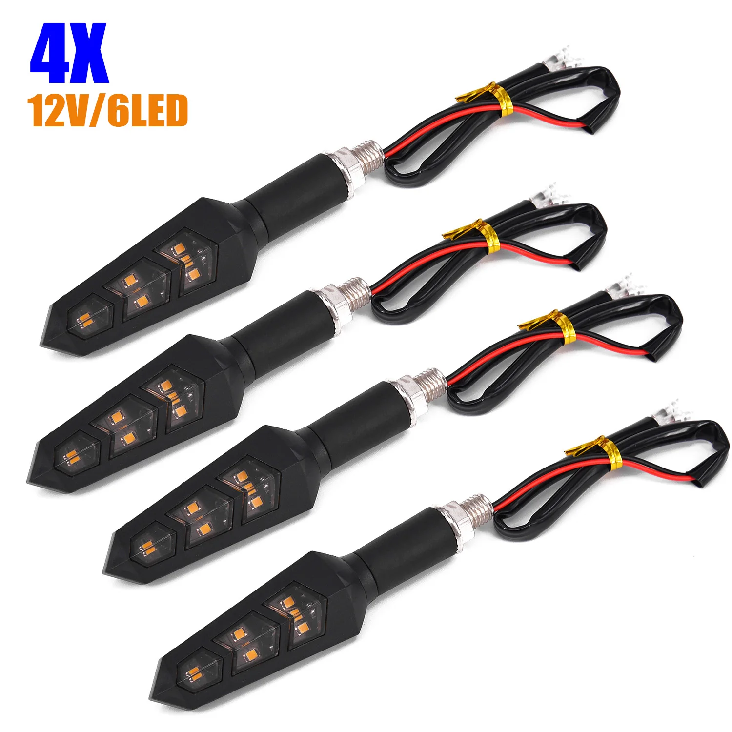 

2 Pairs Motorcycle Turning Signal Lights 12V 6 LED Motorcycle Bike Turn Signal Indicator Light Turning Lamp Amber