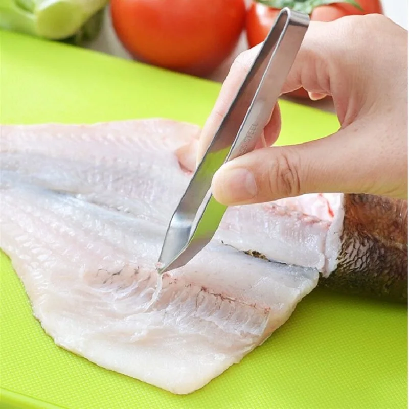 1x Pince Épiler Acier Inox Remover Poil Poisson Os Arête Fishbone Outils Cuisine