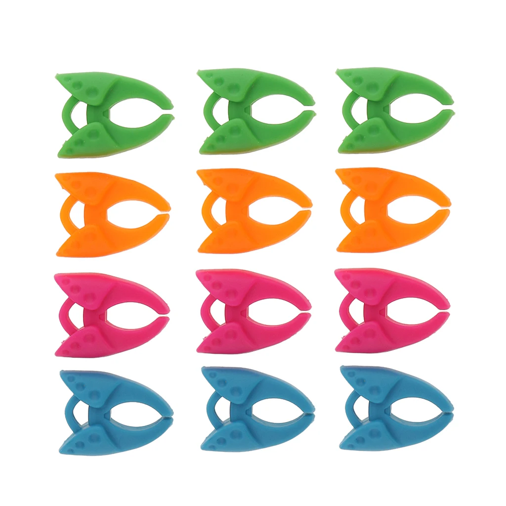 12 Pcs / Pack Bobbin Clips Mini Silicone Sewing Thread Clamp Wire Tool Holder Assorted Colors Mix