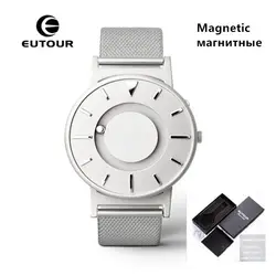 Eutour Магнитного Кварцевые часы Для мужчин роскошный спортивный Для мужчин s Наручные часы унисекс часы Нержавеющая сталь часы-браслет
