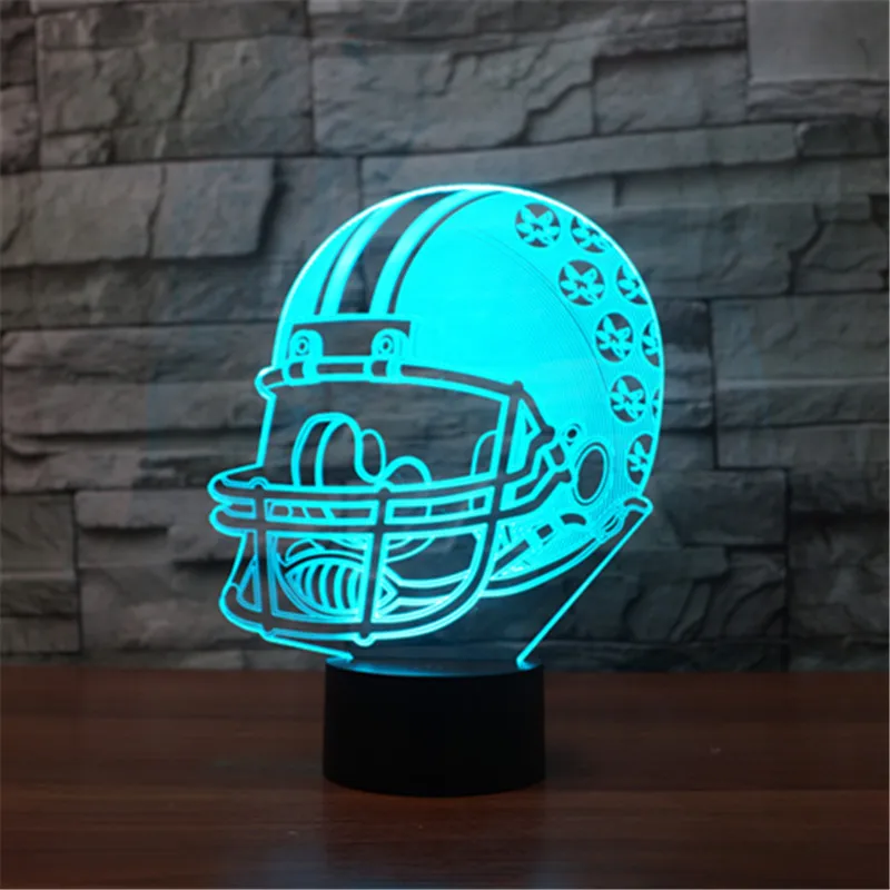[Seven Neon]free Shipping Football helmet Acrylic 7Colors Desk Lamp 3D Lamp Novelty gift Led