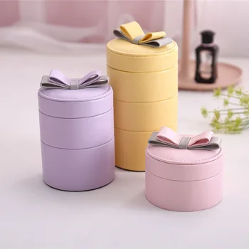 

Gift Box Free Shipping 2019 New Type Of Sheepskin Three-layer Portable Lovely Multi-layer Pu Velvet Wholesale Jewelry Boxes