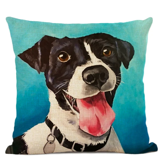 Декоративные подушки с ручной росписью в виде собаки, милый чехол для подушки с бульдогом, льняной чехол для подушки для Cojines Decorativos Para Sofa - Color: 17