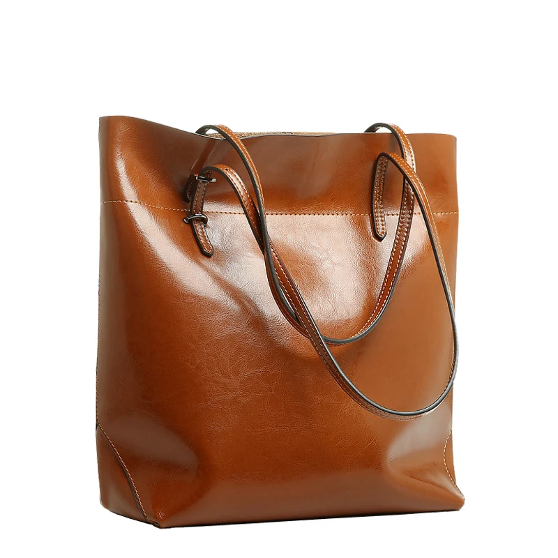 

Big Bag Women Handbags Genuine Leather Oil Wax Cowhide Handbags Lady Real Leather shoulder Messenger Bags Generous Fashion Bag