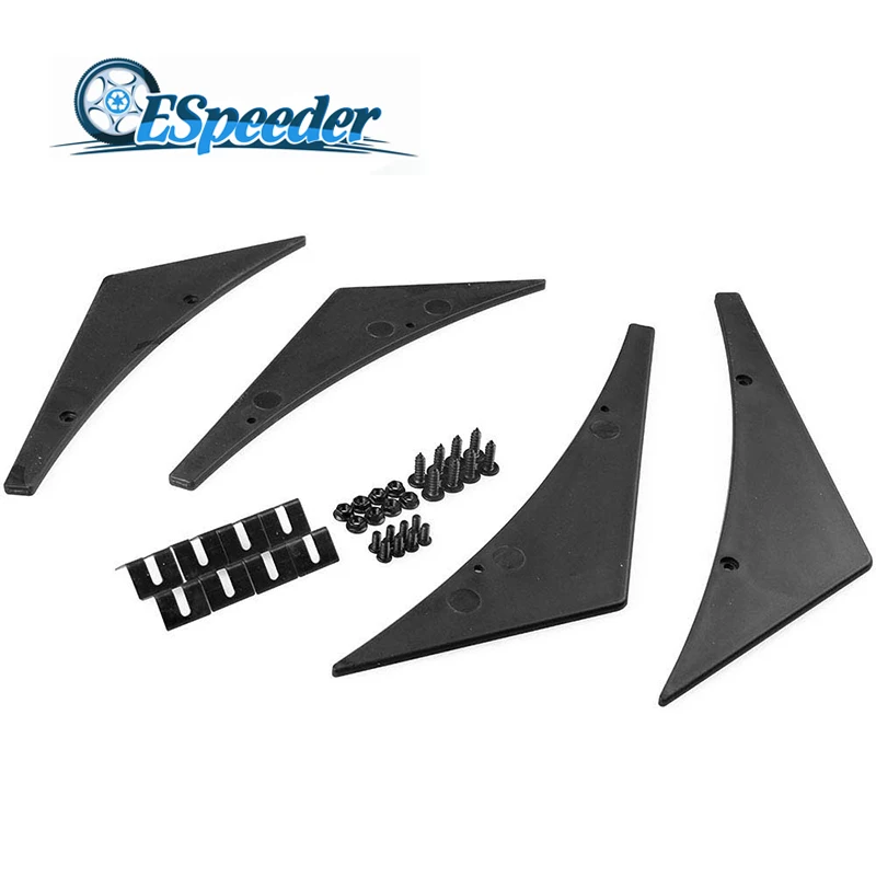 

ESPEEDER Universal Fit Front Bumper Splitter Fins Body Spoiler Canards Valence Chin Black