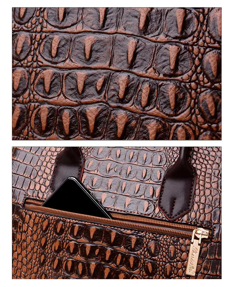 Rodful Аллигатор крокодиловая женская сумка винтажная натуральная кожа ручные сумки для женщин Ретро тоут сумка на плечо Женская коричневая