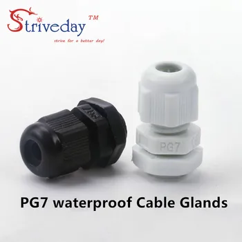 

50pcs/lot White Black PG7 Nylon cable gland Wiring Accessories cable connector waterproof connector