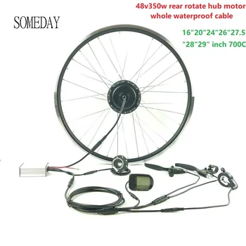 

SOMEDAY Electric Bicycle conversion kit 48V350W EBIKE rear cassette hub motorwith LCD5 display Whole Waterproof Cable