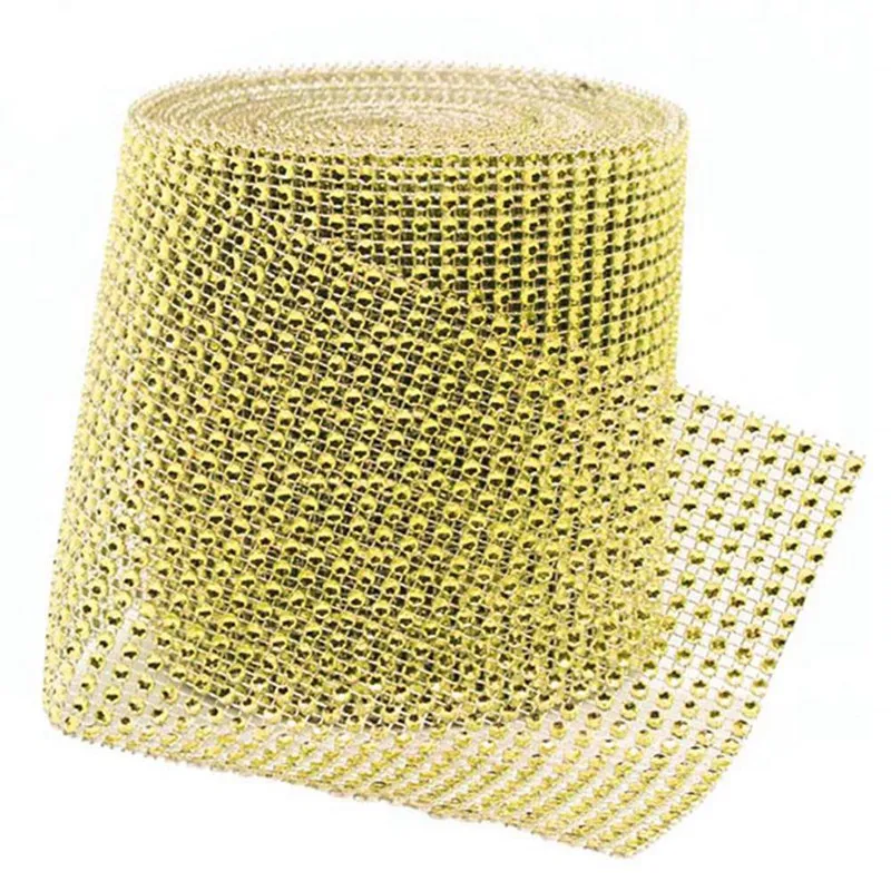 

1 Yard/91cm Bling Diamond Mesh Wrap Ribbon Silver Rhinestone Mesh Roll Tape Tulle Crystal Ribbon Cake Wedding Decoration