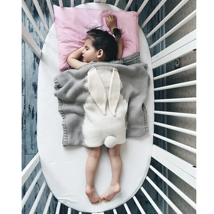 Хорошее качество, детское трикотажное одеяло с кроликом для кровати, мягкое постельное белье для новорожденных, одеяло для игр, одеяло для кроватки, накидка 73*105 см#50