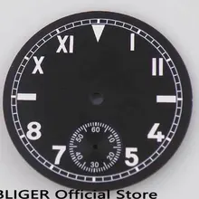 BLIGER 38,9 мм черный стерильные циферблат римский арабскими цифрами Циферблат подходит для приблизительный срок поставки: 6498 ручной завод D10