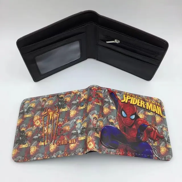 DC Джокер Двойные кошельки цветной принт кожа PU короткий кошелек Косплей флэш Супермен персонаж студенческий кошелек подарок - Цвет: Spider-Man 12