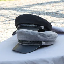 Модные Винтаж классический сплошной Цвет кепки с козырьком Для женщин Новое поступление женские Демисезонный британский стиль с плоской верхней кепки с козырьками