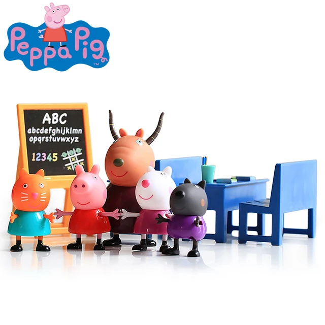 Special Offers Peppa pig George guinea pig Family Pack Dad Mom Piggy teacher Action Figure Original Pelucia Anime Toys Set For Kids children