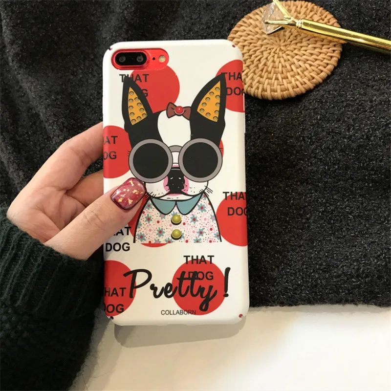 Жесткий чехол с собакой для iphone 8 8plus 7 Plus Чехлы Прозрачный телефона 6 s 6s X XS 10 Coque